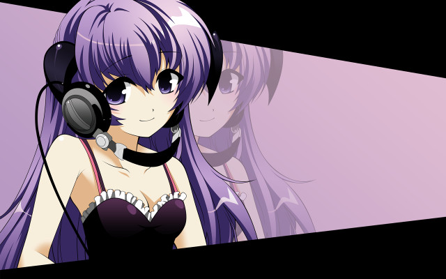 Girl headphones purple background black free wallpaper for desktop - medium preview image