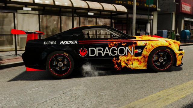 Flaming car driving street building free wallpaper for desktop - medium preview image