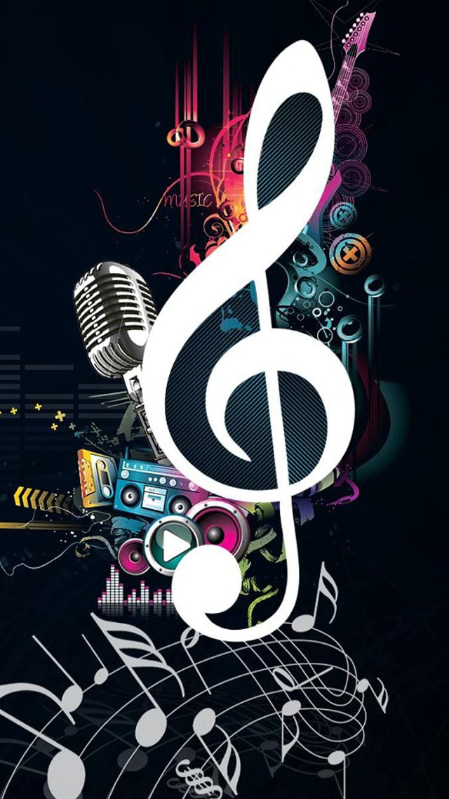 Musical note microphone music notes free wallpaper for mobile - medium preview image