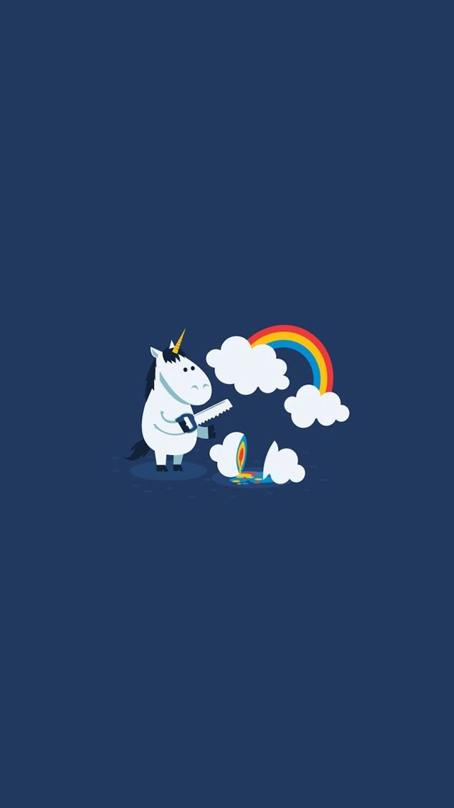 Cartoon unicorn clouds rainbow background free wallpaper for mobile - medium preview image