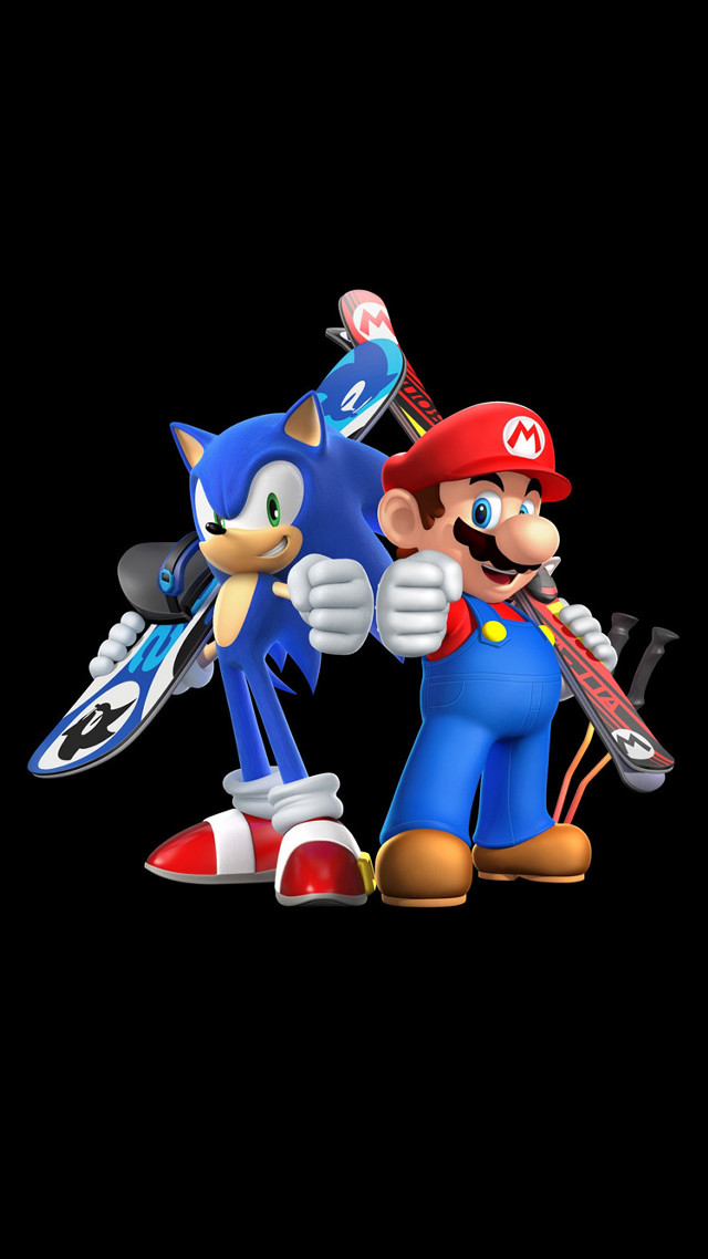 Sonic mario black background couple free wallpaper for mobile - medium preview image