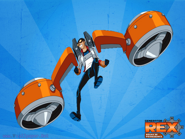 Cartoon character flying robot orange free wallpaper for desktop - medium preview image