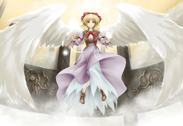 Woman angel wings sitting ledge free wallpaper for desktop - medium preview image