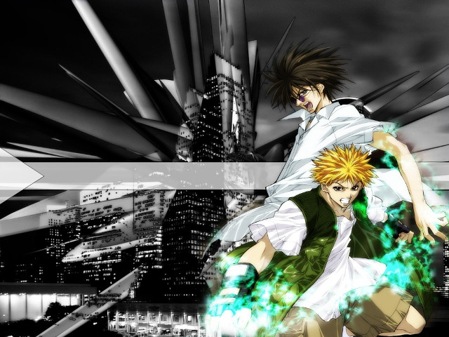 Anime characters city green light free wallpaper for desktop - medium preview image