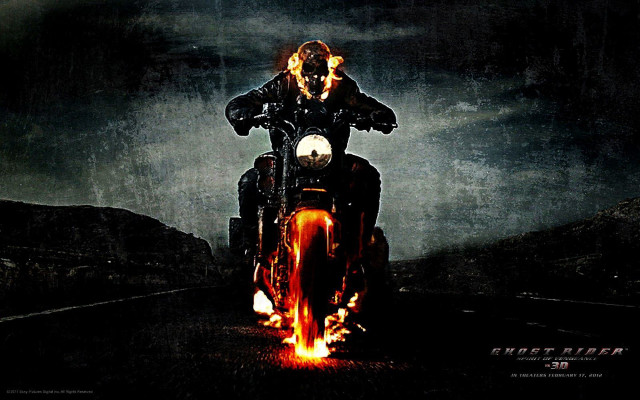Man motorcycle dark road fire free wallpaper for desktop - medium preview image