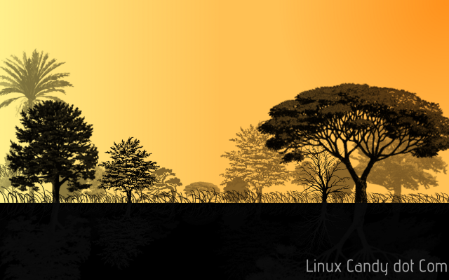 Trees grass sunset black yellow free wallpaper for desktop - medium preview image