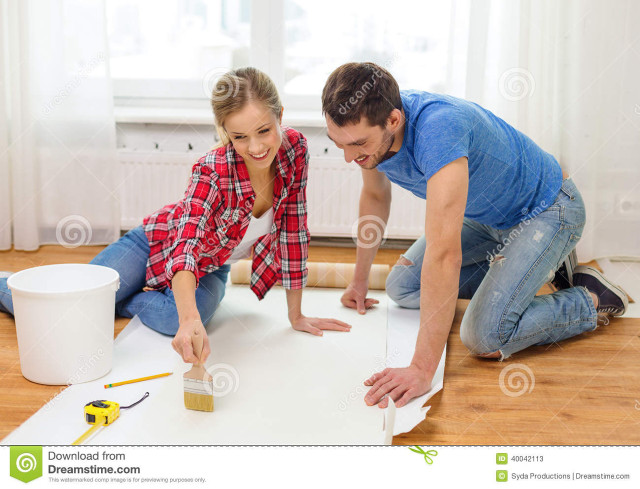 Man woman painting room together free wallpaper for desktop - medium preview image