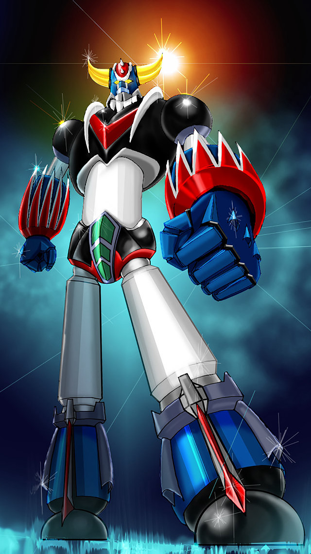 Cartoon mecha giant object glowing free wallpaper for mobile - medium preview image