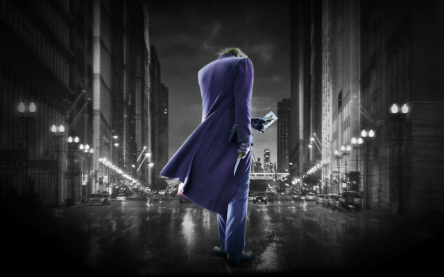 Man purple suit hat city free wallpaper for desktop - medium preview image