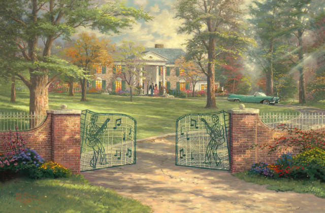 Gated driveway house car green free wallpaper for desktop - medium preview image
