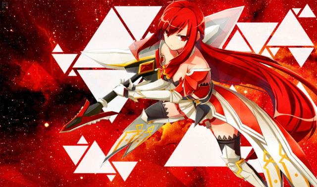 Red dress woman sword space free wallpaper for desktop - medium preview image