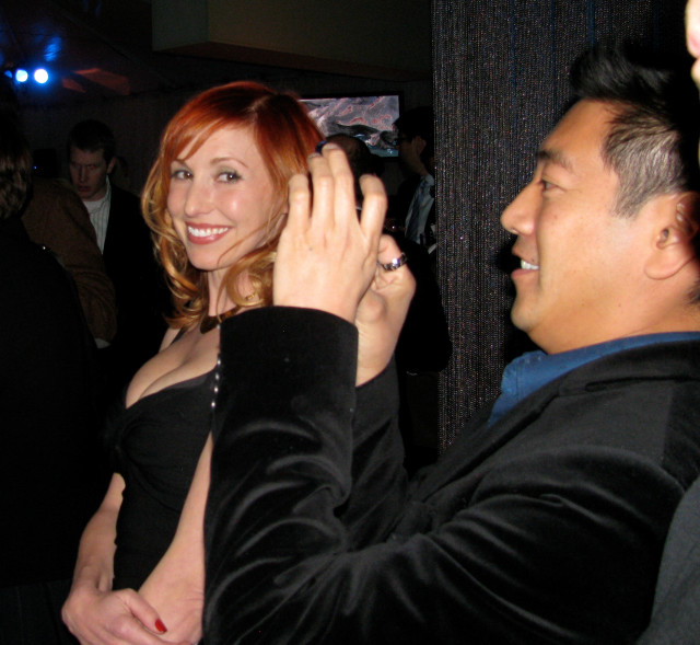 Woman black dress photographed man free wallpaper for tablet - medium preview image