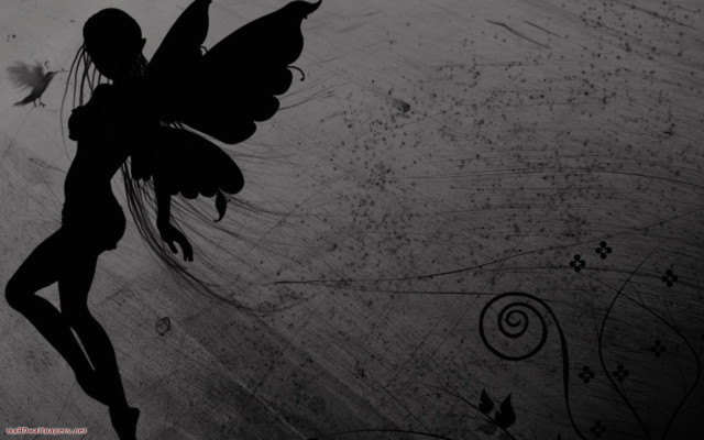 Fairy black white flying wings free wallpaper for desktop - medium preview image