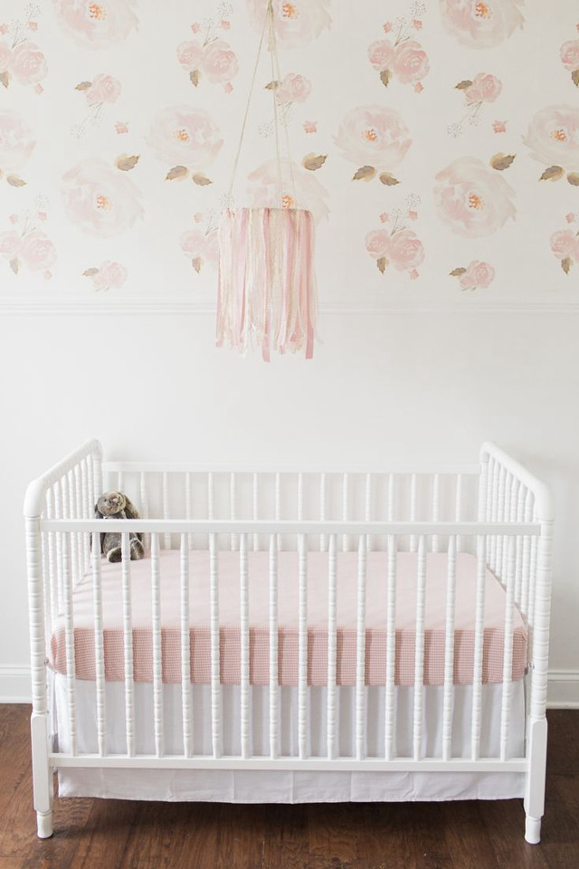 White crib pink blanket floral free wallpaper for mobile - medium preview image