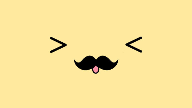 Mustache yellow background black face free wallpaper for desktop - medium preview image