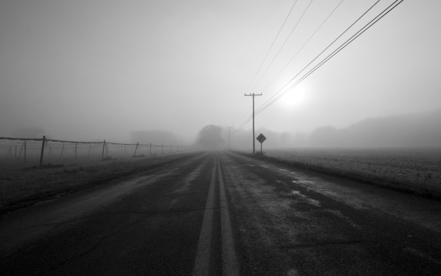 Foggy road street sign power free wallpaper for desktop - medium preview image