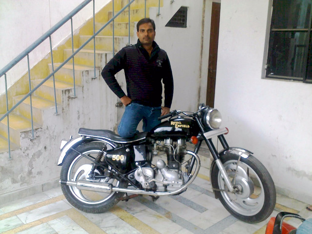 Man motorcycle room stairs railings free wallpaper for desktop - medium preview image