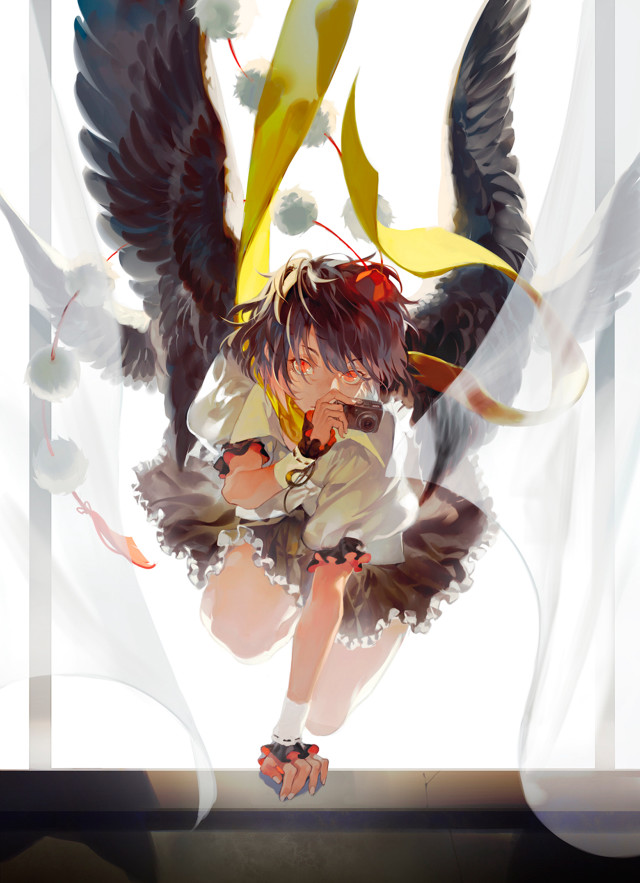 Girl bird wings flying head free wallpaper for mobile - medium preview image