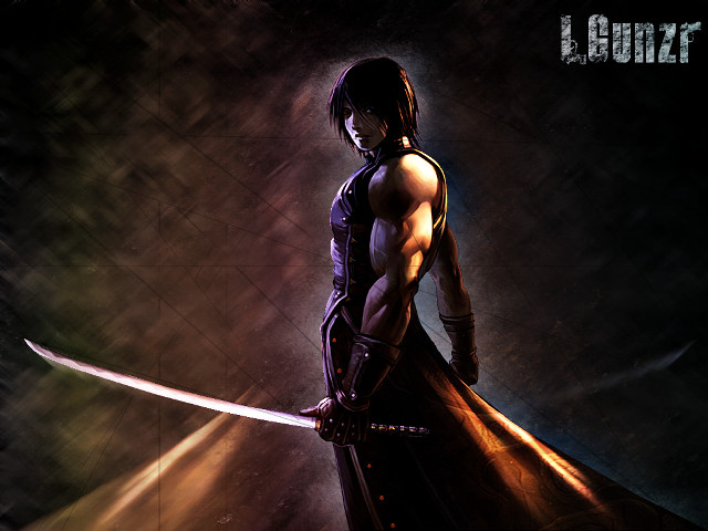 Woman sword dark room spotlight free wallpaper for desktop - medium preview image