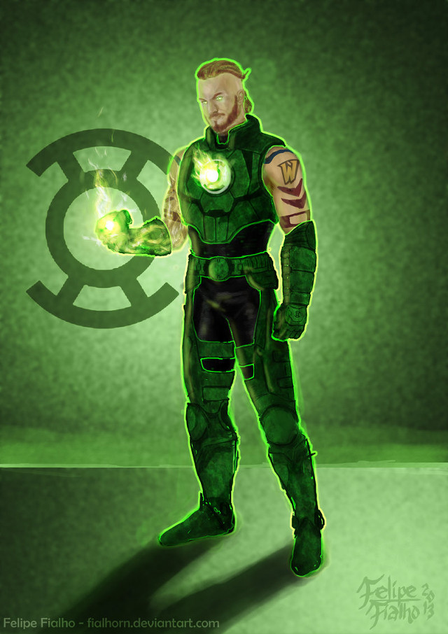 Man green suit cyborg glowing free wallpaper for mobile - medium preview image