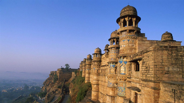 Castle clock cliff valley structure #2 free wallpaper for desktop - medium preview image