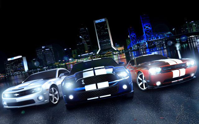 City night cars lights skyline #2 free wallpaper for desktop - medium preview image