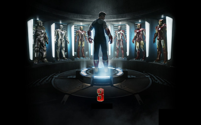 Man iron suits room standing free wallpaper for desktop - medium preview image