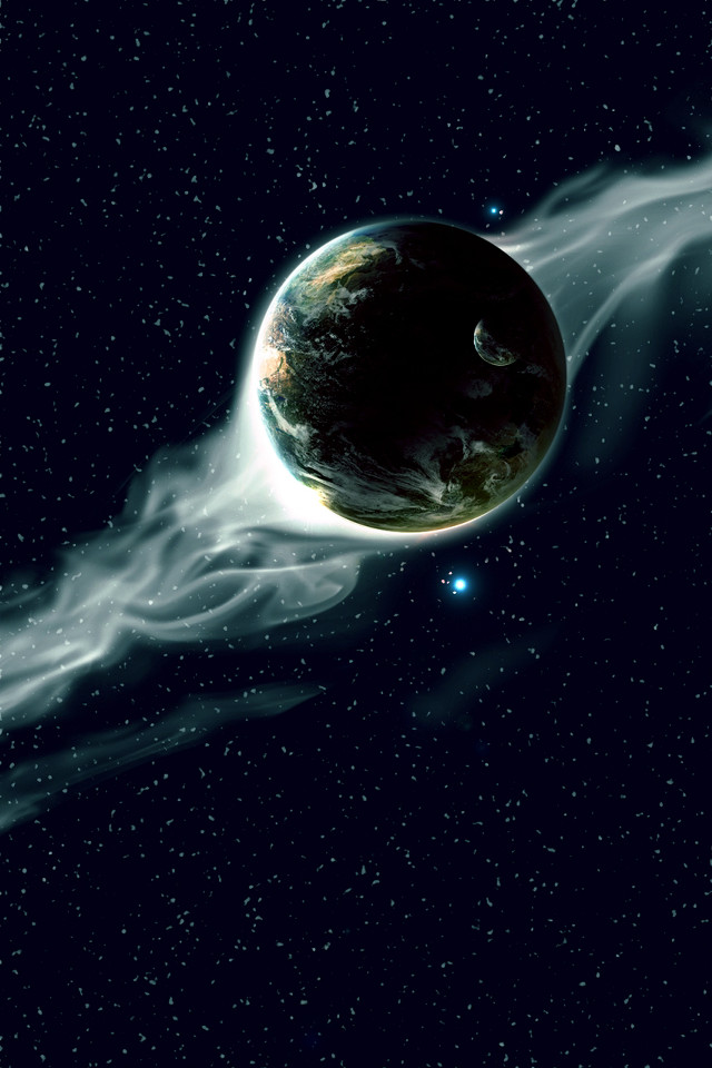 Black hole white streak blue free wallpaper for mobile - medium preview image