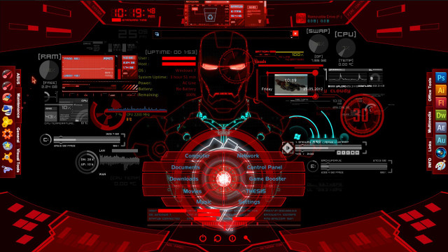 Futuristic red suit red light free wallpaper for desktop - medium preview image