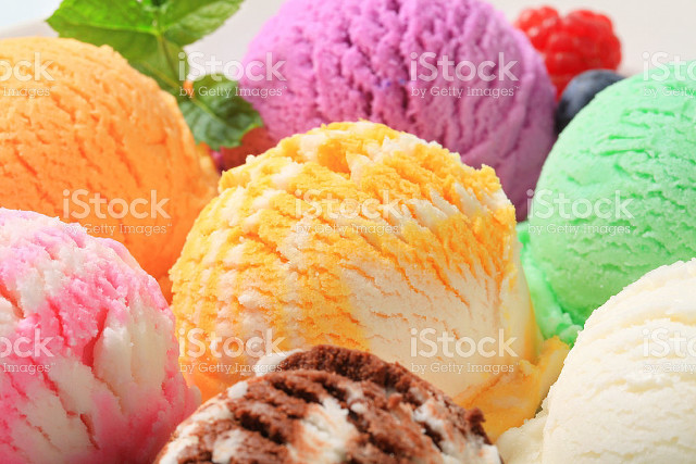 Bowl colored ice creams leaf free wallpaper for desktop - medium preview image