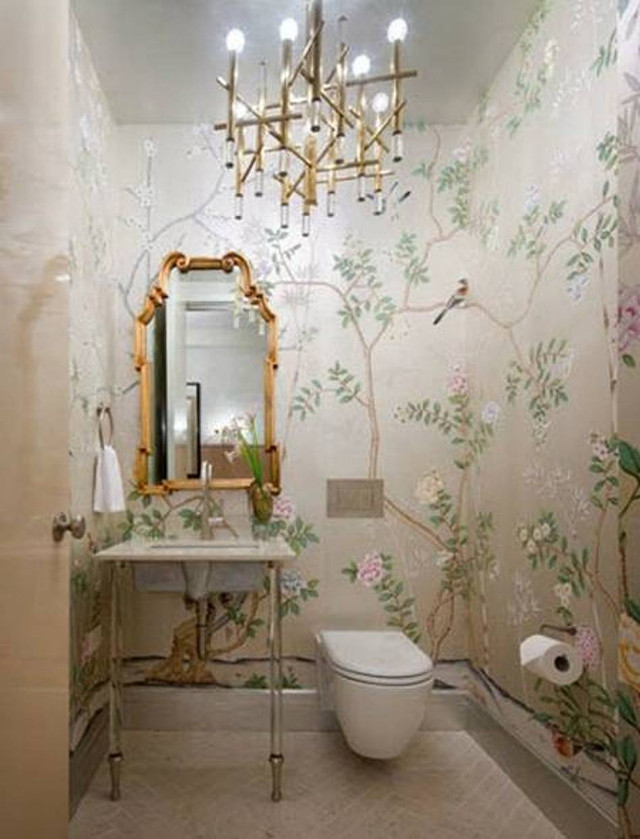 Bathroom chandelier toilet mirror artdeco free wallpaper for mobile - medium preview image