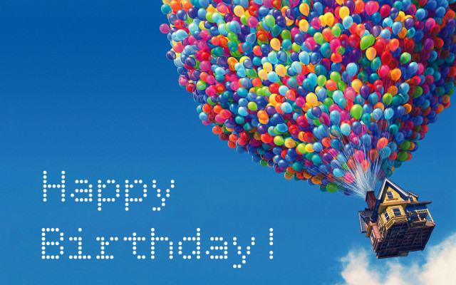 Floating house balloons happy birthday free wallpaper for desktop - medium preview image