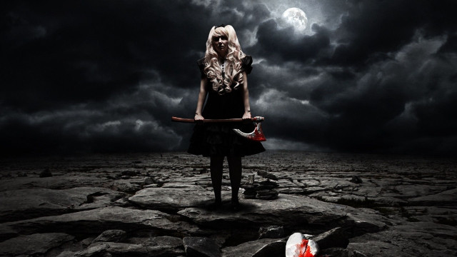 Woman bloody knife rocky gothic free wallpaper for desktop - medium preview image