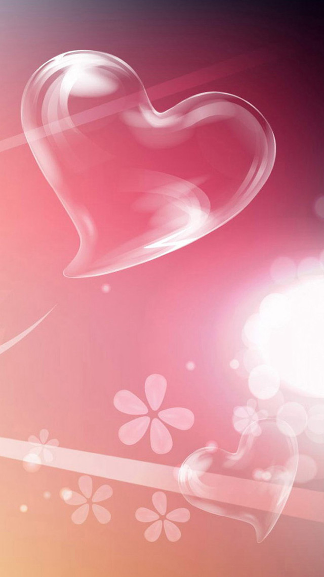 Heart floating flowery background pink free wallpaper for mobile - medium preview image