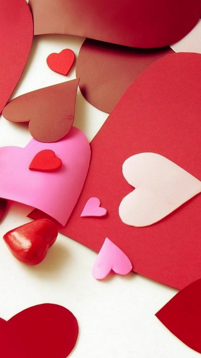 Hearts on table paper red free wallpaper for mobile - medium preview image