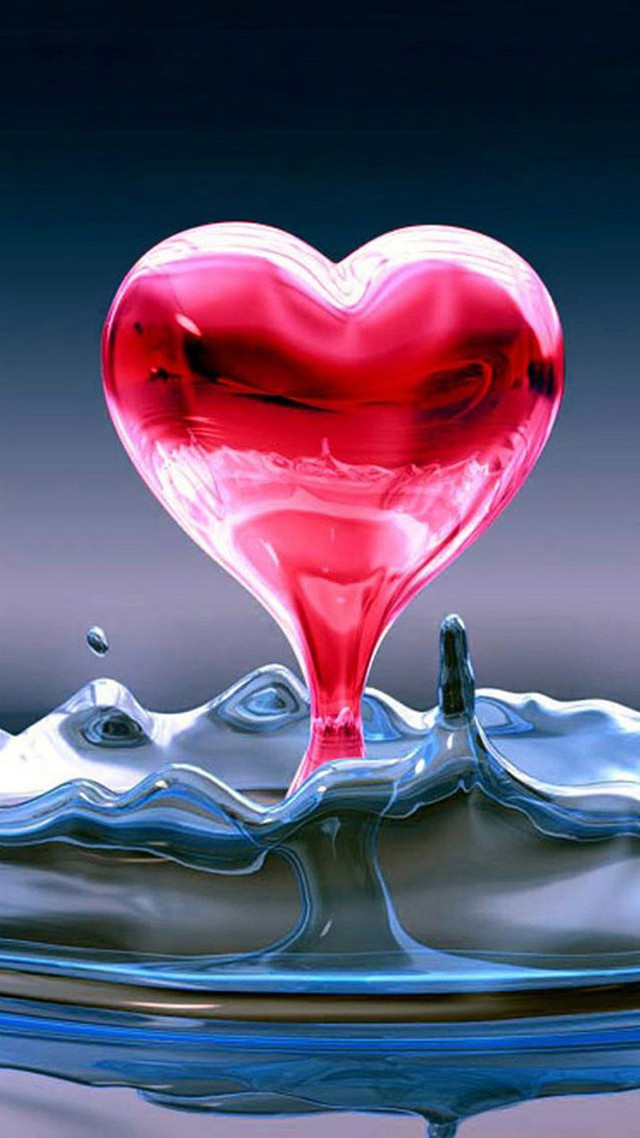 Heart shaped floating water blue free wallpaper for mobile - medium preview image