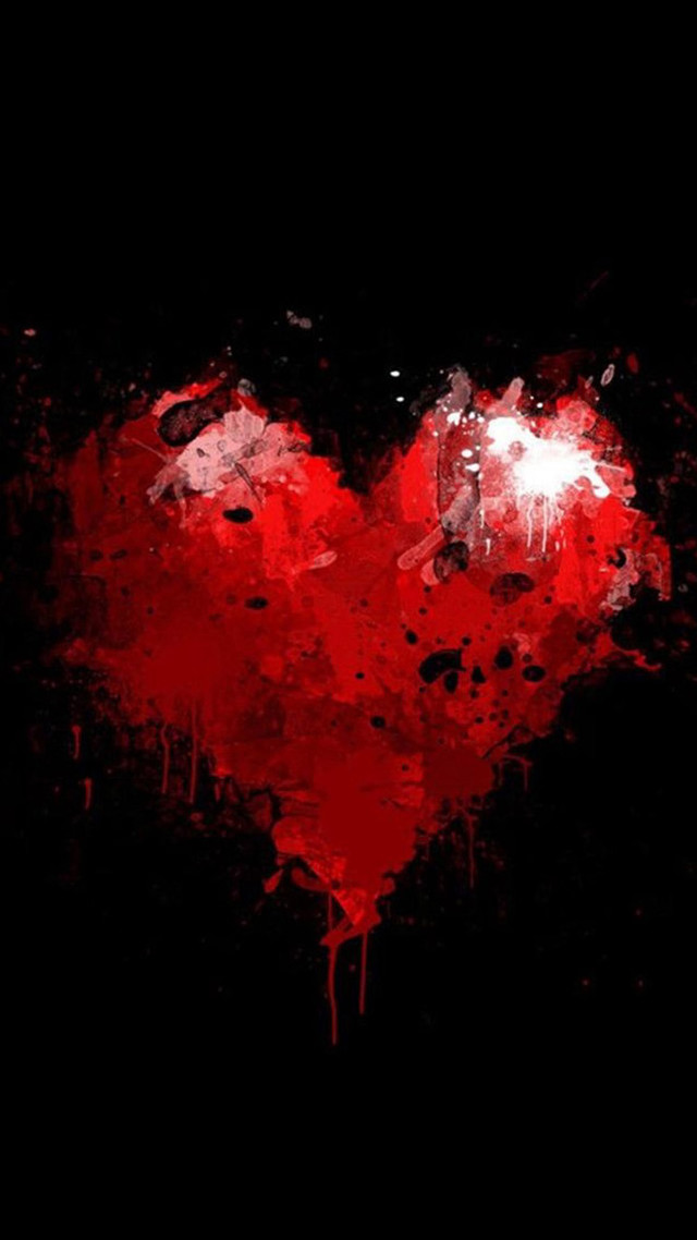 Heart black background red splatters free wallpaper for mobile - medium preview image