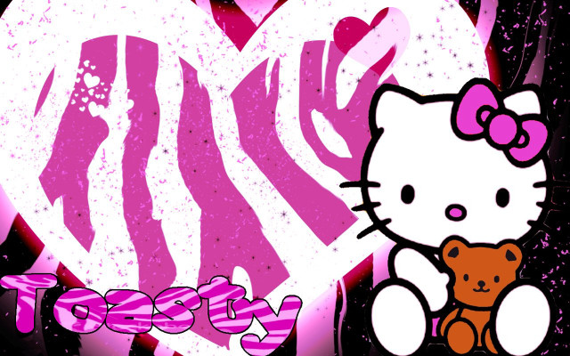 Hello kitty teddy bear heart free wallpaper for desktop - medium preview image