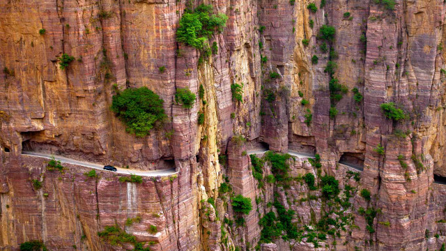 Canyon road cliff trees cityscape free wallpaper for desktop - medium preview image