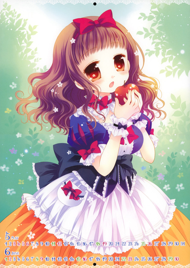 Girl apple flower dress bow free wallpaper for mobile - medium preview image