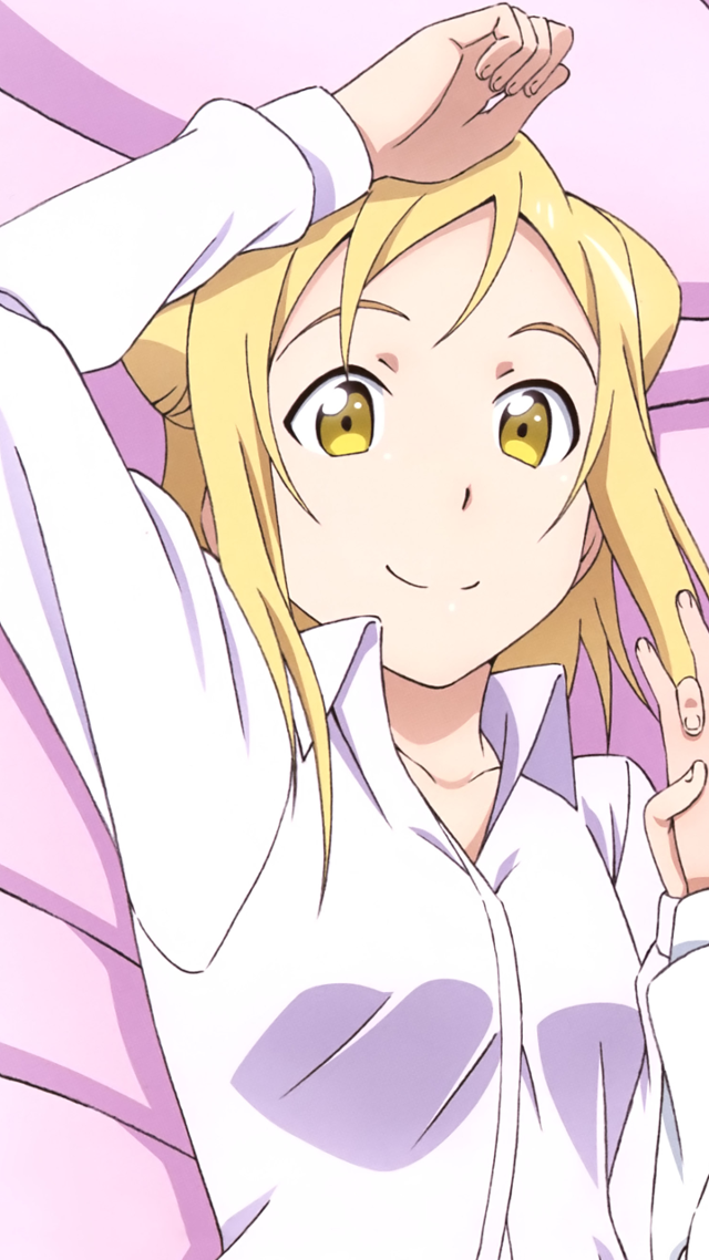 Blonde eyes posing pink background free wallpaper for mobile - medium preview image