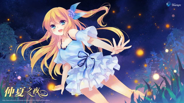 Girl blue dress flying hair free wallpaper for desktop - medium preview image
