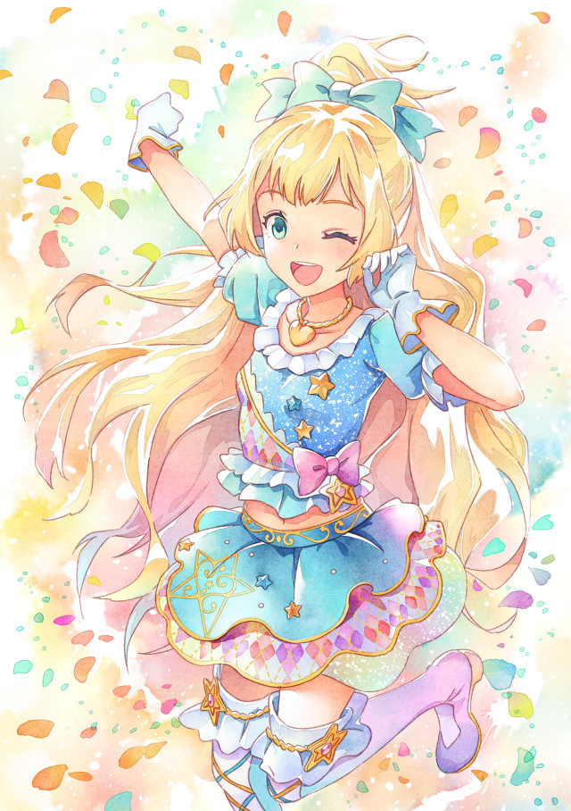 Cartoon girl flying blue dress free wallpaper for mobile - medium preview image