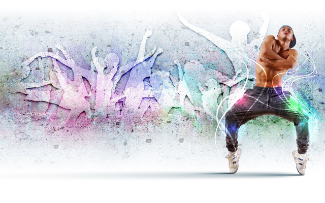 Man dance colorful background spray free wallpaper for desktop - medium preview image