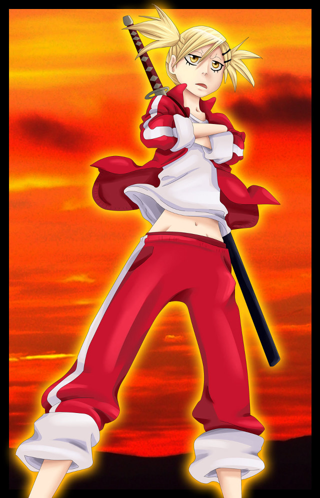 Cartoon character sword red background #4 free wallpaper for mobile - medium preview image