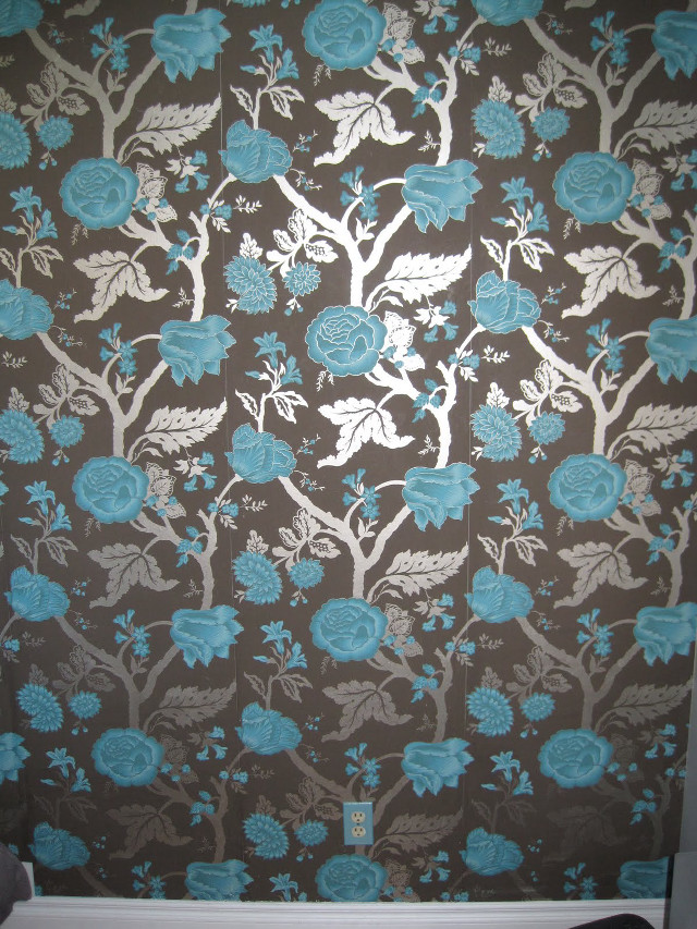 Flower pattern wall toilet blue free wallpaper for mobile - medium preview image