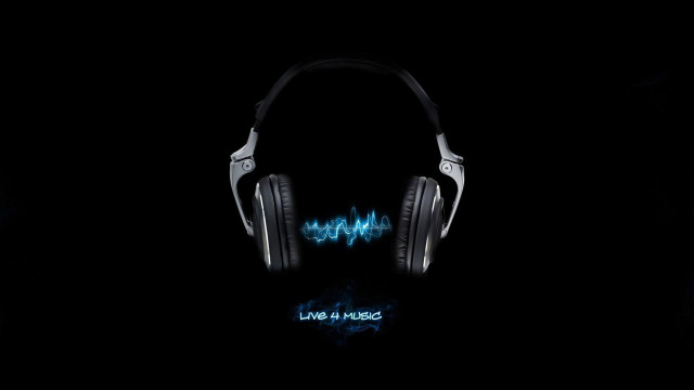 Headphones sound wave dark black free wallpaper for desktop - medium preview image
