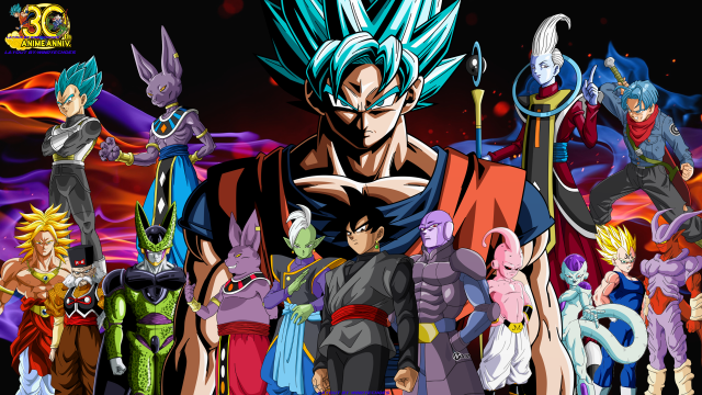 Dragon ball characters group black free wallpaper for desktop - medium preview image