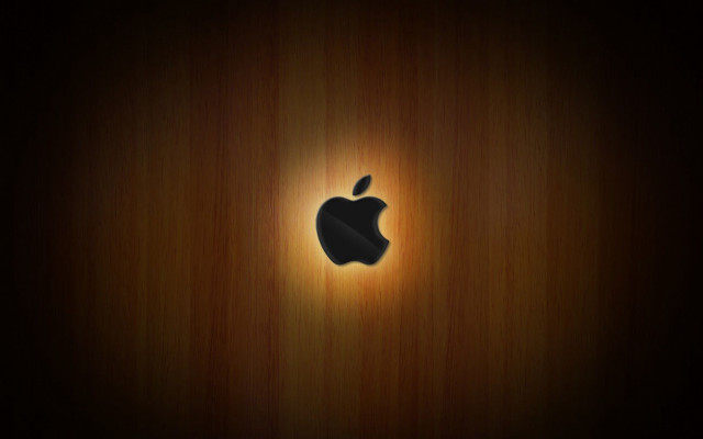 Wooden apple logo light shining free wallpaper for desktop - medium preview image