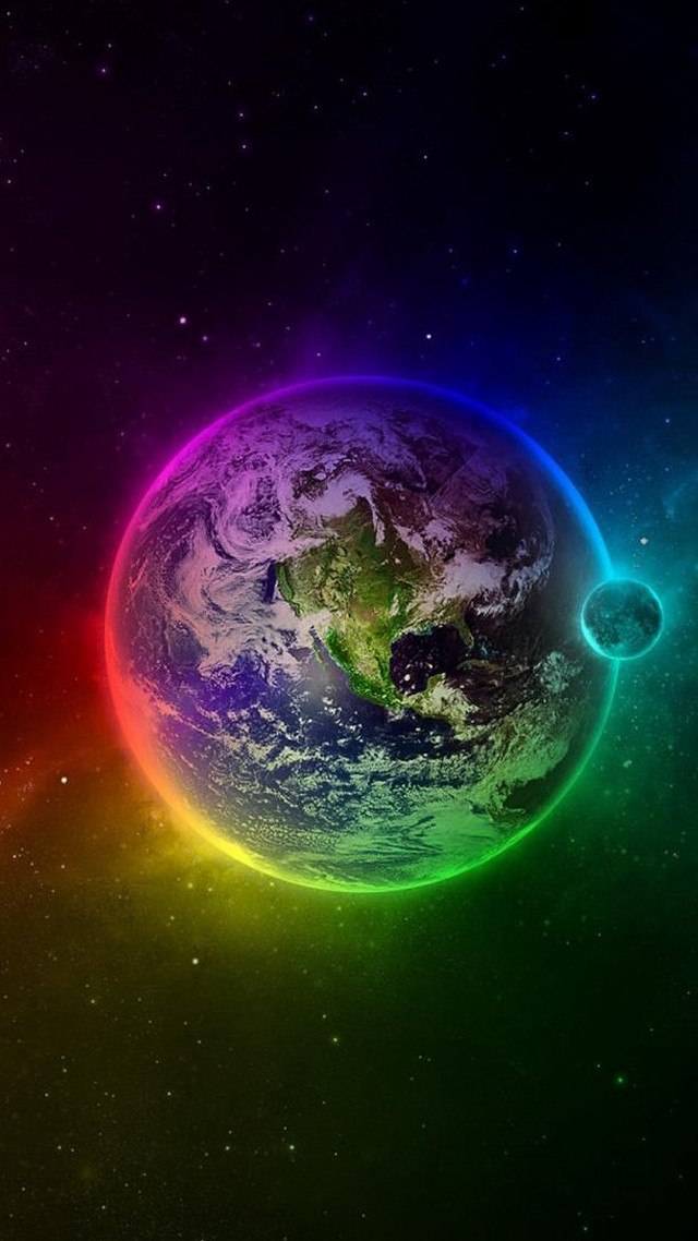 Colorful earth space stars rainbow #7 free wallpaper for mobile - medium preview image